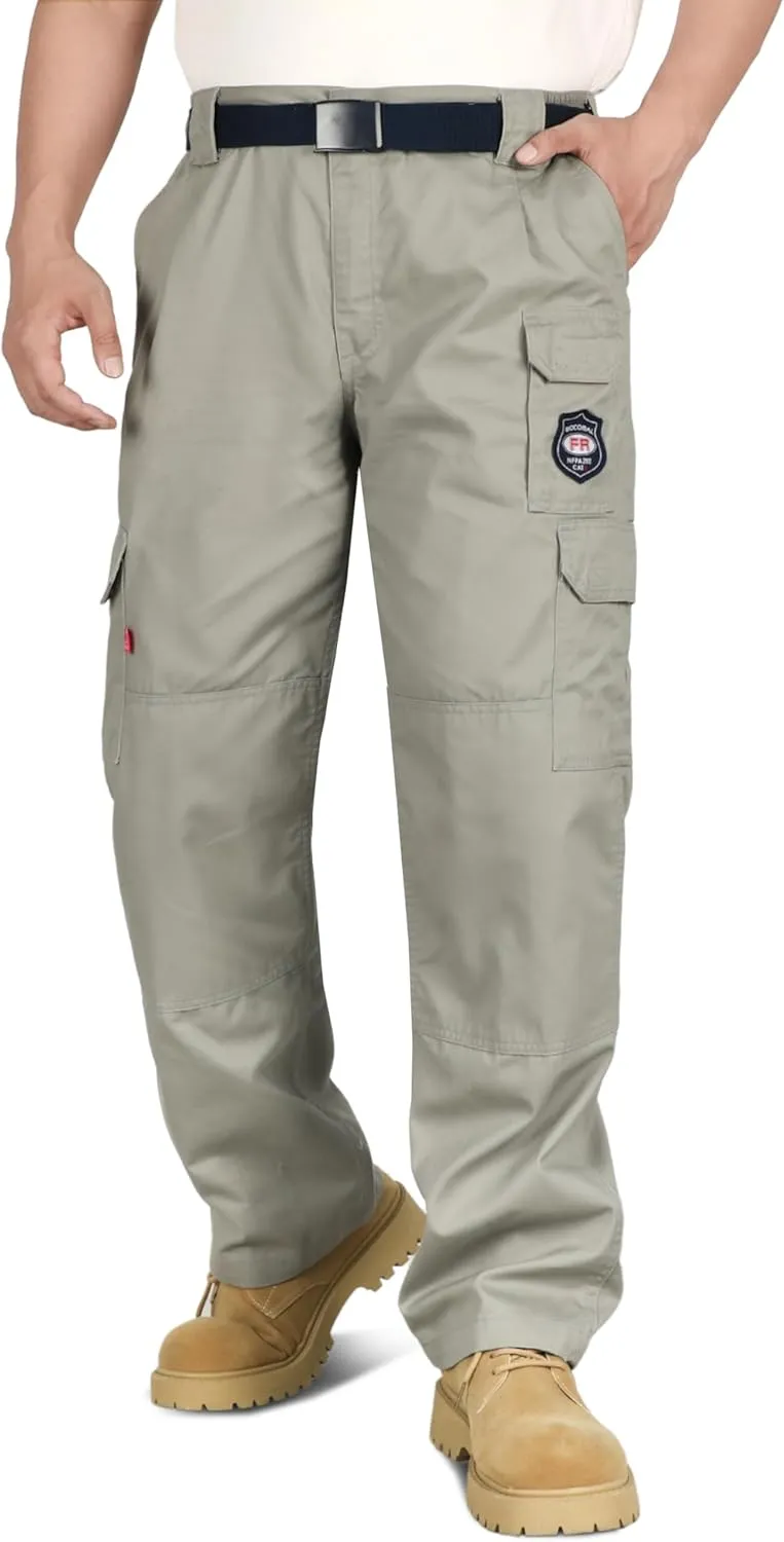 BOCOMAL Men's FR Cargo Pants Flame Resistant Pants Midweight 7.5oz (7 Pockets) Multi-Pockets FR Pants