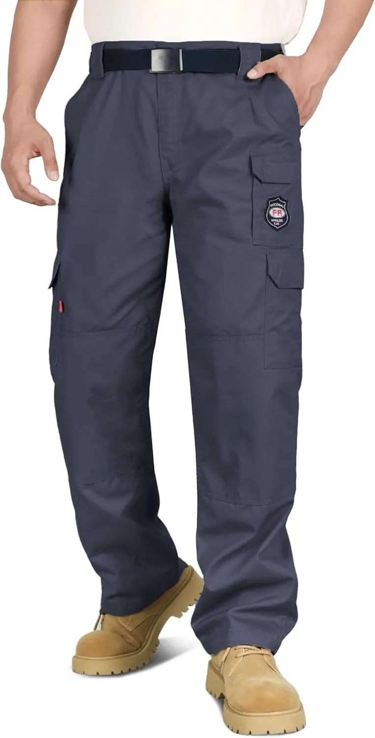 BOCOMAL Men's FR Cargo Pants Flame Resistant Pants Midweight 7.5oz (7 Pockets) Multi-Pockets FR Pants