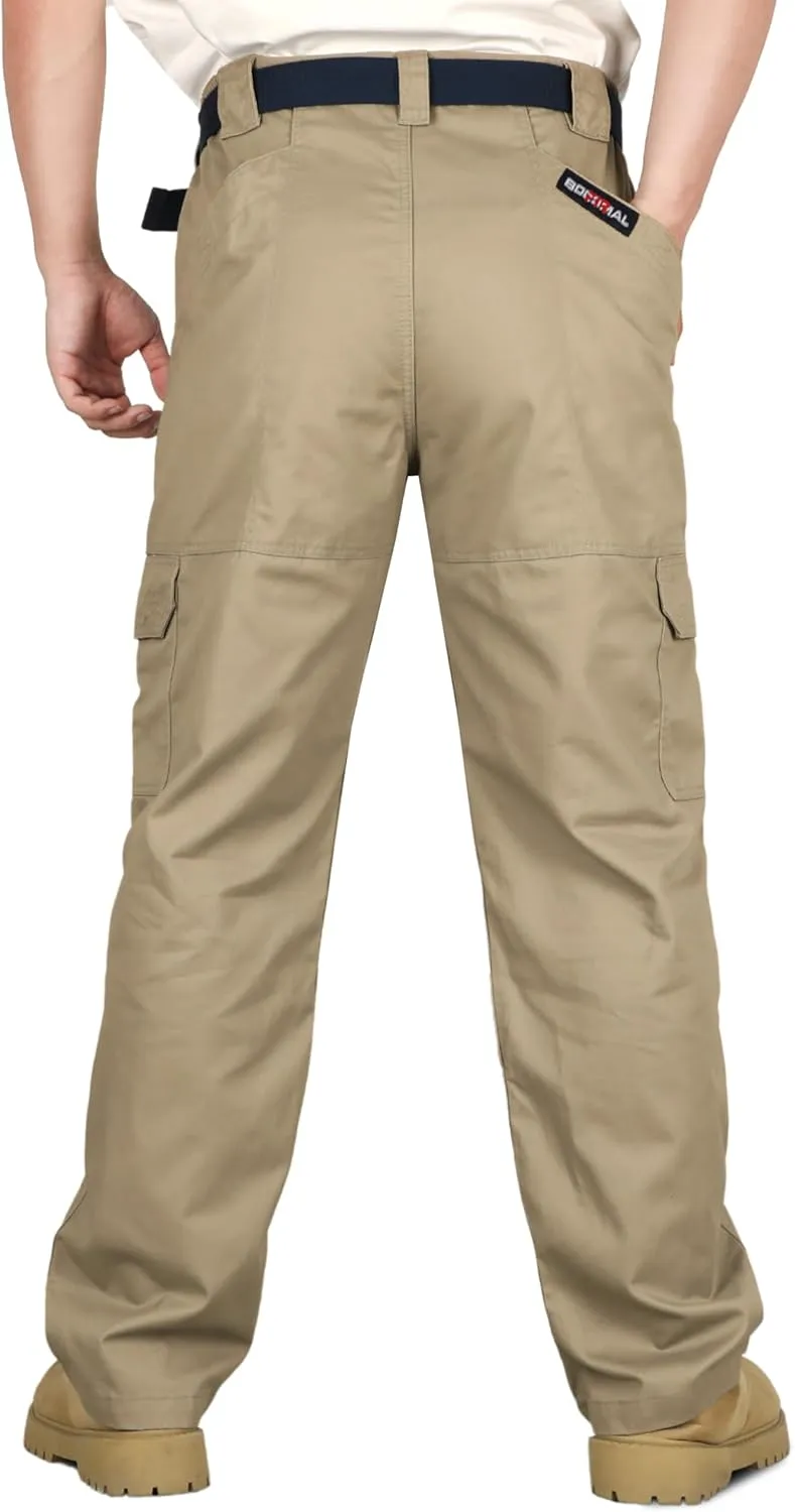 BOCOMAL Men's FR Cargo Pants Flame Resistant Pants Midweight 7.5oz (7 Pockets) Multi-Pockets FR Pants