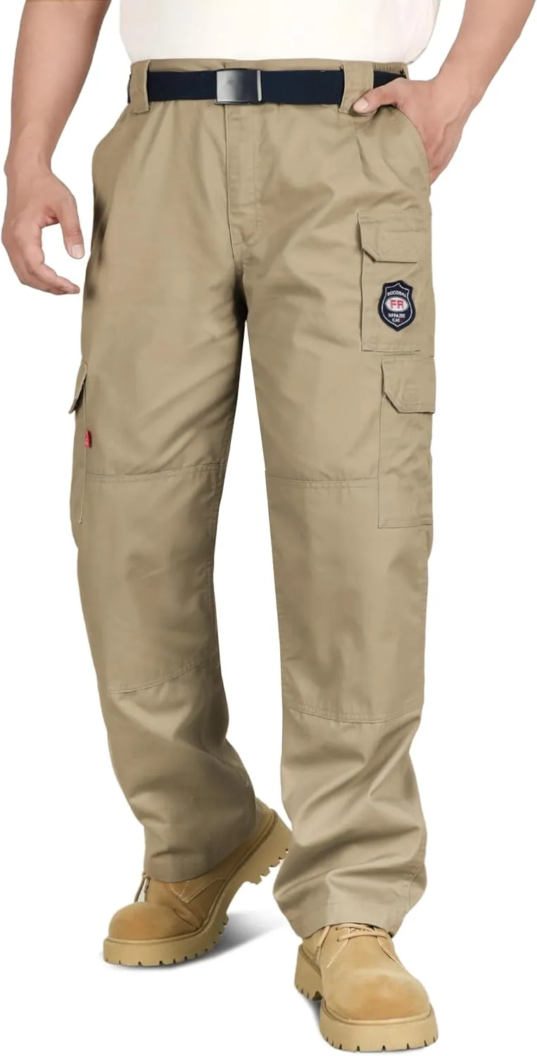 BOCOMAL Men's FR Cargo Pants Flame Resistant Pants Midweight 7.5oz (7 Pockets) Multi-Pockets FR Pants
