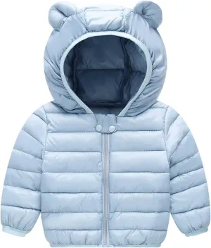 BOXIACEY Toddler Winter Coat Bear Ears Hood Down Jacket Hooded Puffer Jacket Padded Down Coats Windproof Snow Outerwear
