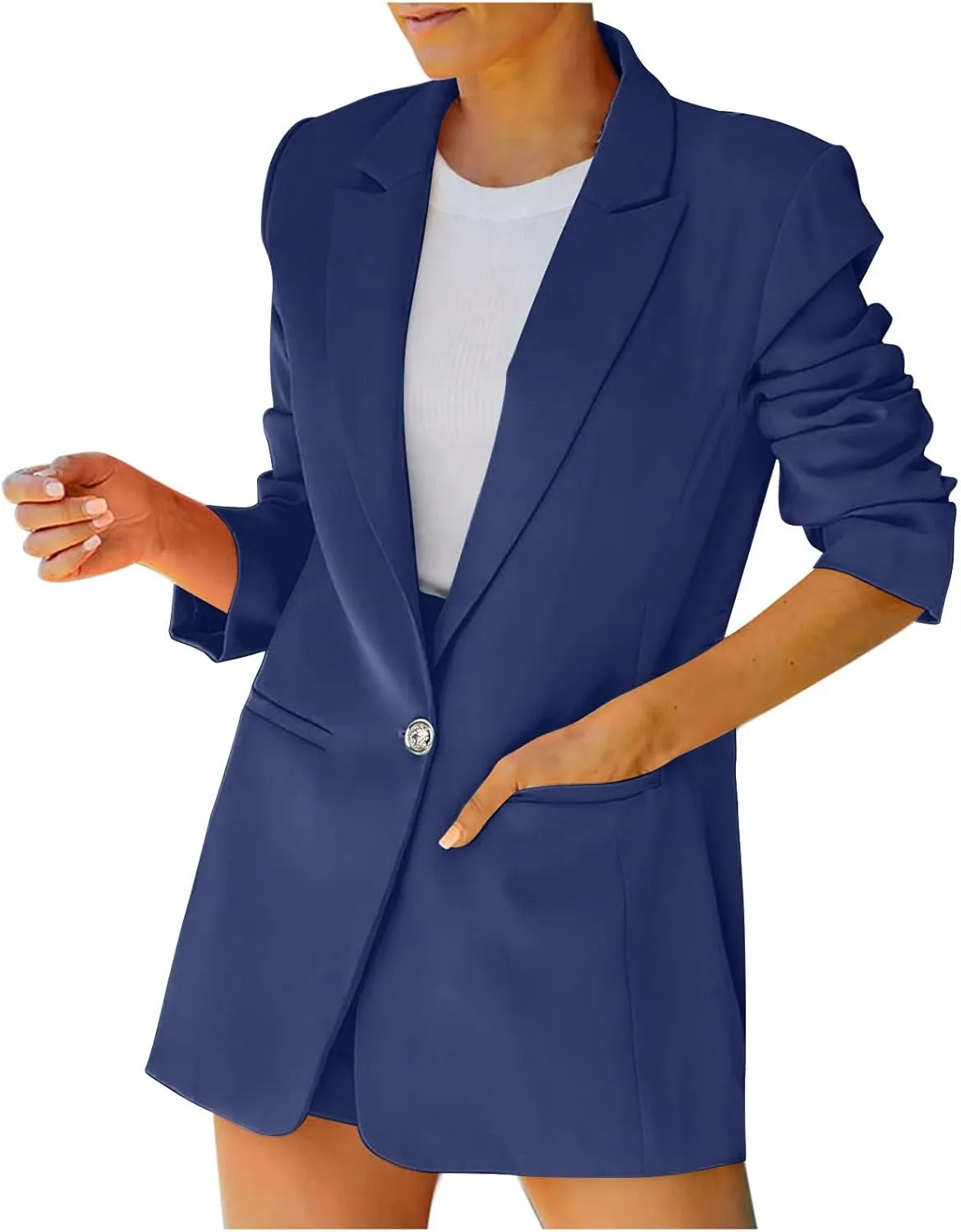 Business Casual Jackets for Women Long Sleeve Work Office Blazer Loose Open Front Lapel Button Jacket Outfit