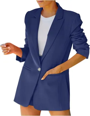 Business Casual Jackets for Women Long Sleeve Work Office Blazer Loose Open Front Lapel Button Jacket Outfit