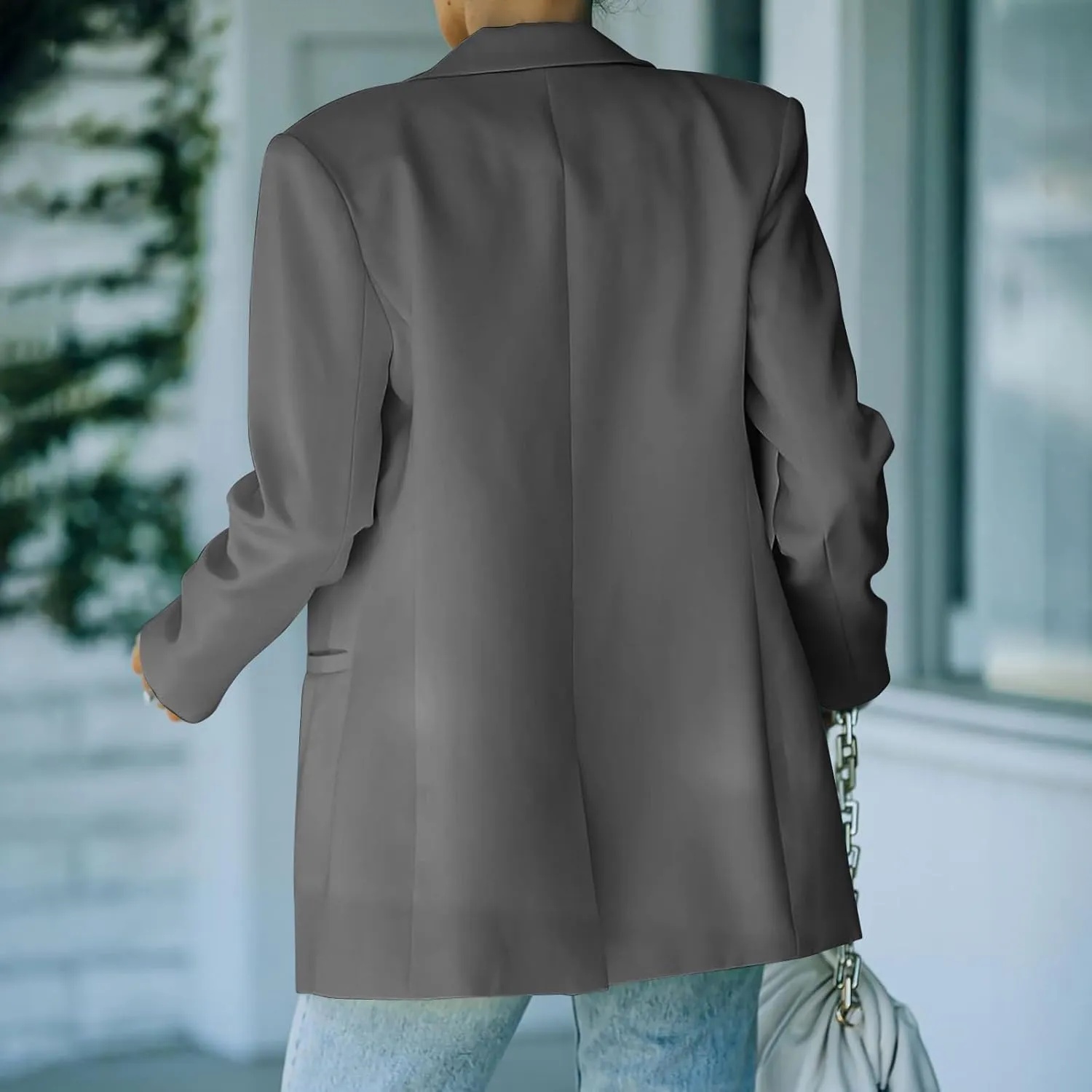 Business Casual Jackets for Women Long Sleeve Work Office Blazer Loose Open Front Lapel Button Jacket Outfit