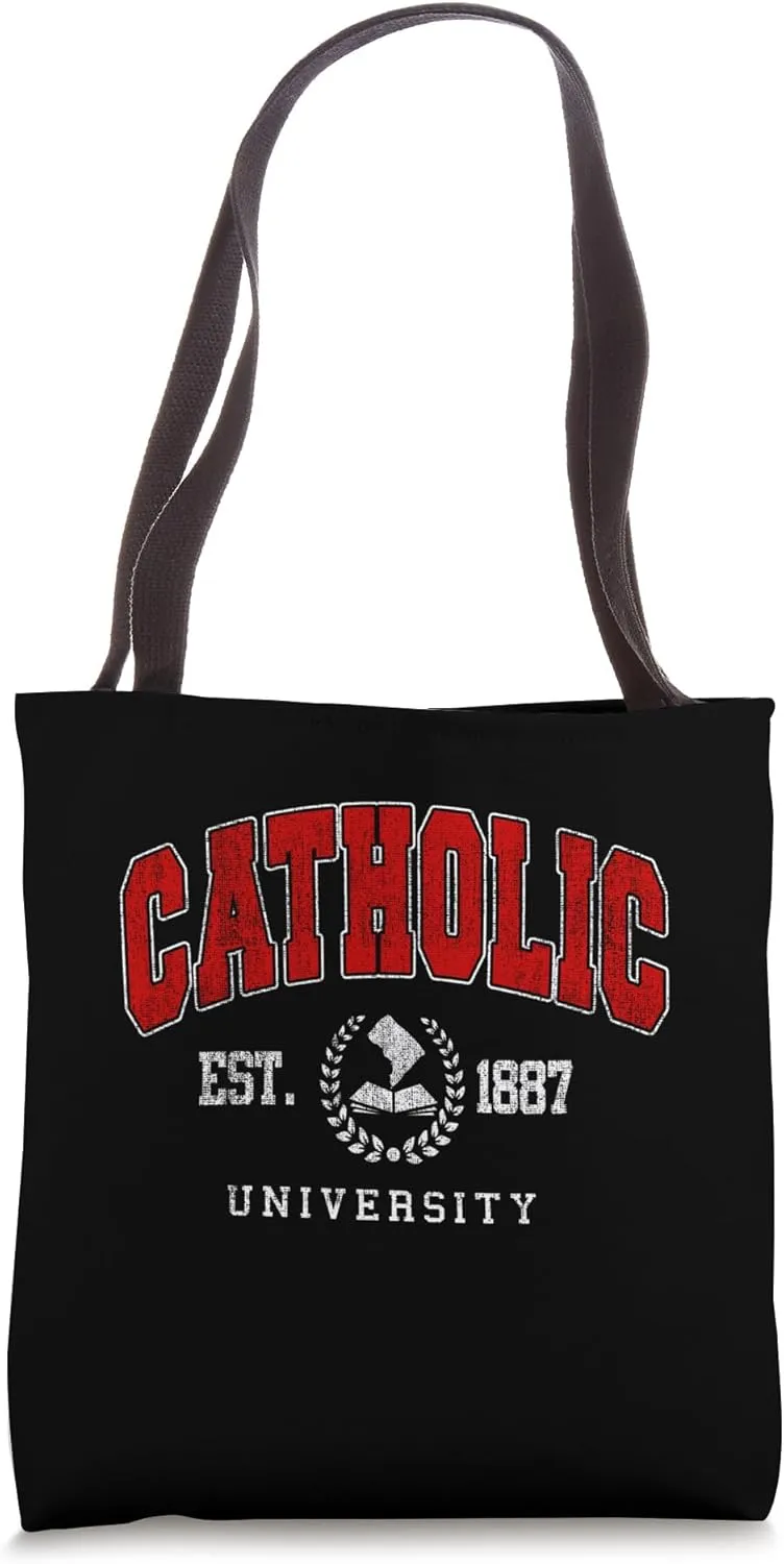 Catholic Arch Athletic Vintage Sports Tee Men Women Tote Bag