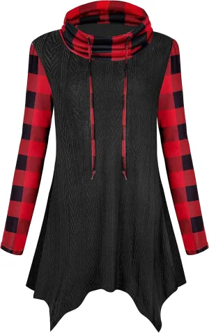 Cestyle Womens Fall Long Sleeve Cowl Neck Asymmetrical Hemline Flowy Tunic Top