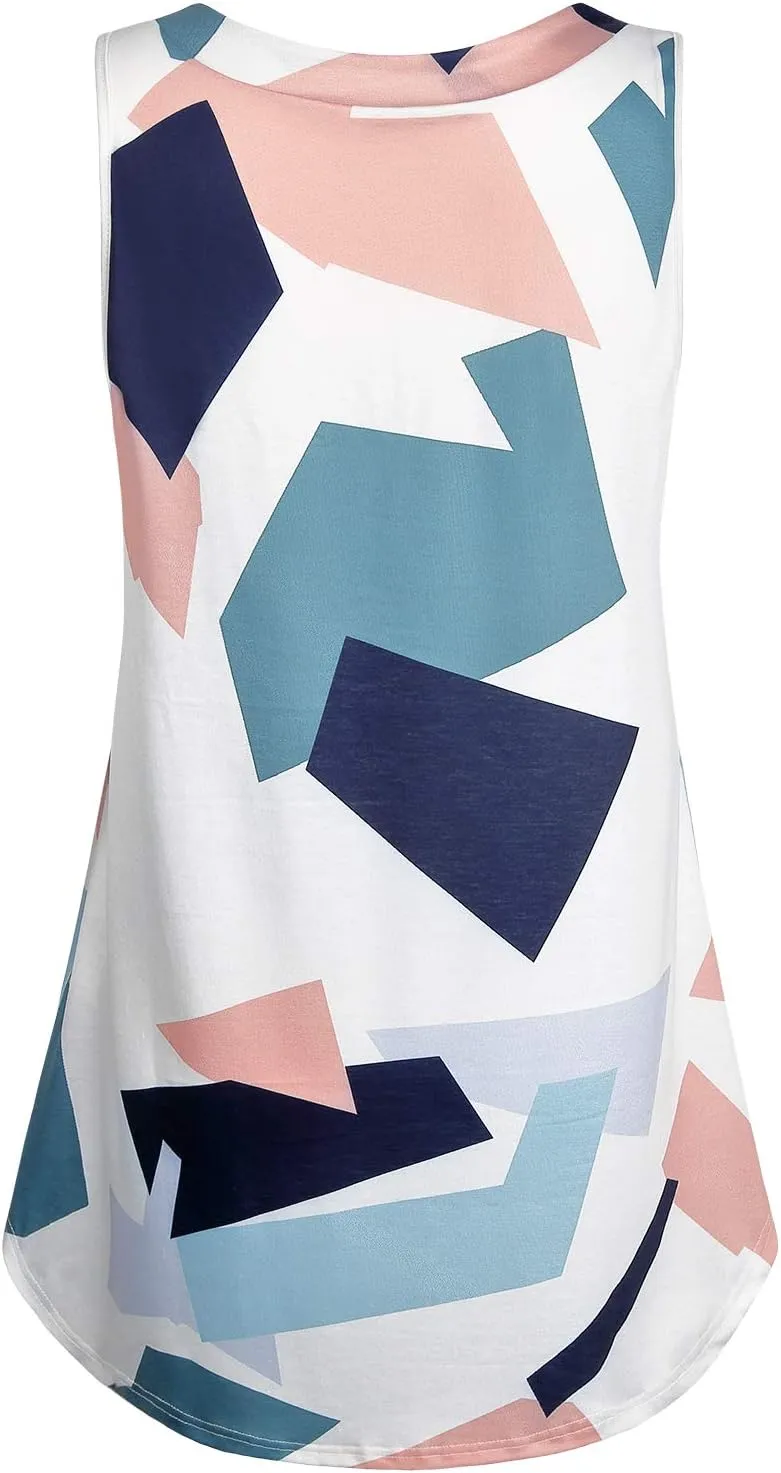 Cestyle Womens Sleeveless V Neck Shirts Pleated Front Flowy Tank Tops
