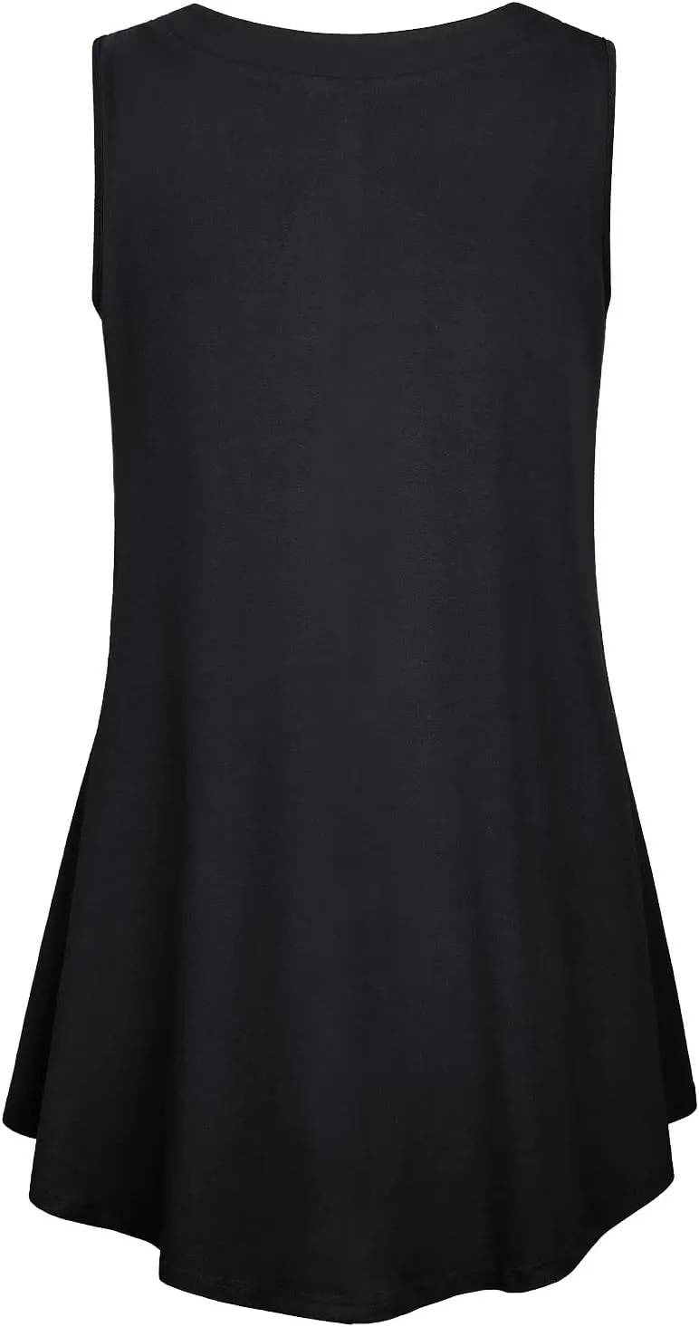 Cestyle Womens Sleeveless V Neck Shirts Pleated Front Flowy Tank Tops