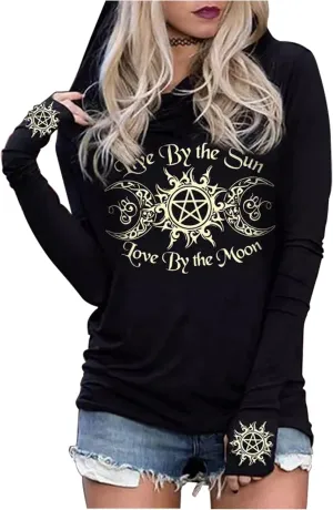 CHUNTIANRAN Hoodies T Shirts for Women Casual Western Graphic Pullover Tops Gothic Hoodies Tees Cowgirls Country Outfits