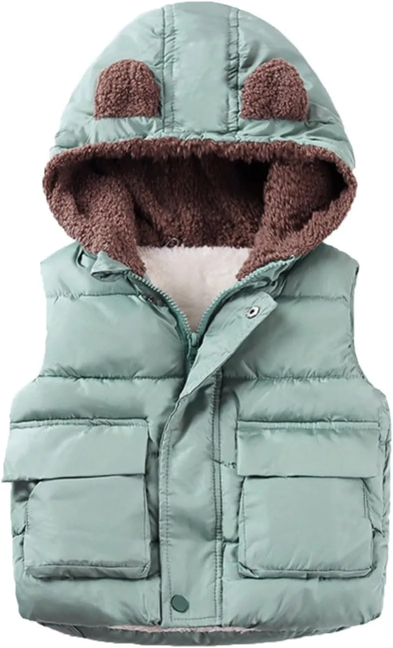 Coat Brand Boys And Girls Fall And Winter Bear Padded Hooded Vest Zipper Cotton Jacket Coats for Kid Girls