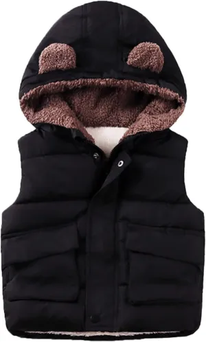 Coat Brand Boys And Girls Fall And Winter Bear Padded Hooded Vest Zipper Cotton Jacket Coats for Kid Girls