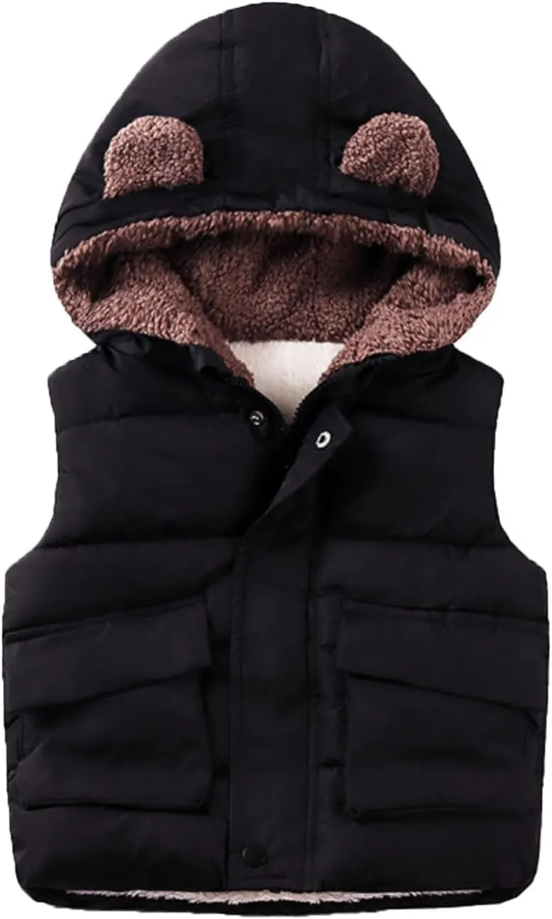 Coat Brand Boys And Girls Fall And Winter Bear Padded Hooded Vest Zipper Cotton Jacket Coats for Kid Girls