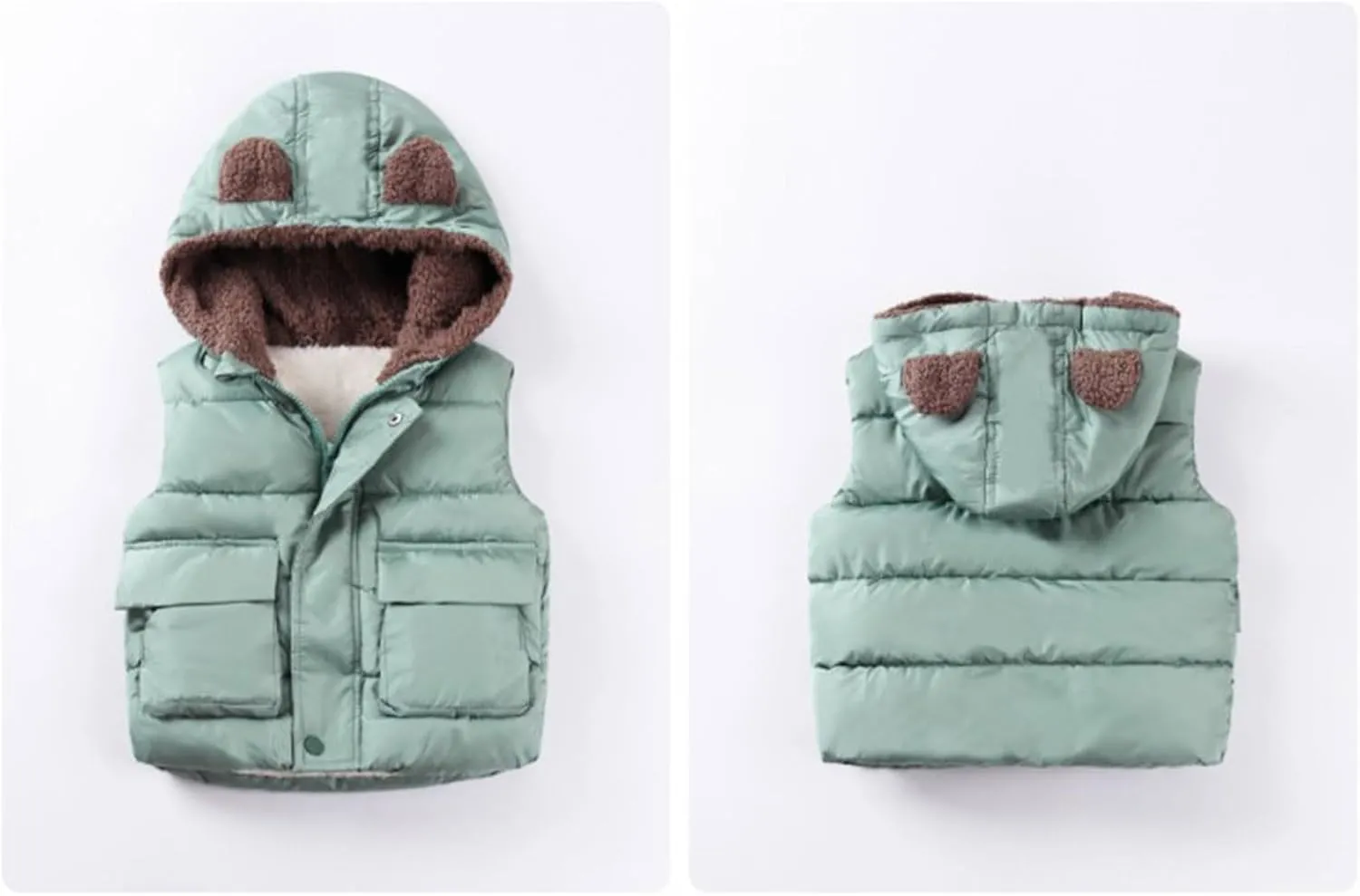 Coat Brand Boys And Girls Fall And Winter Bear Padded Hooded Vest Zipper Cotton Jacket Coats for Kid Girls
