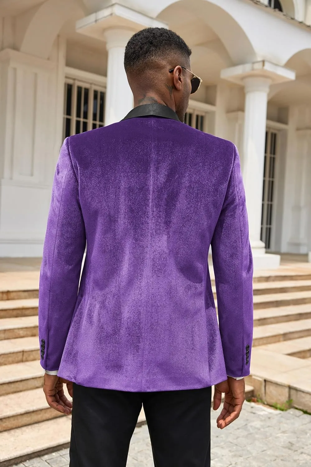 COOFANDY Men's Velvet Tuxedo One Button Jacket Dinner Prom Wedding Blazer Jacket