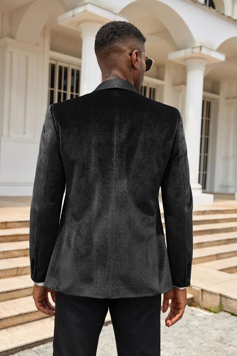 COOFANDY Men's Velvet Tuxedo One Button Jacket Dinner Prom Wedding Blazer Jacket