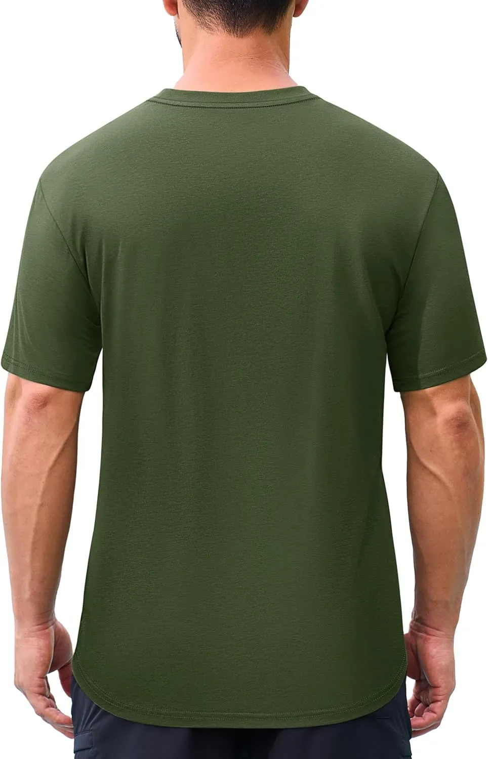 Cotrasen Men's T-Shirt Curve Hem UPF 50  Moisture Wicking Cooling Short Sleeve Casual Slightly Loose Solid Basic Tee Tops