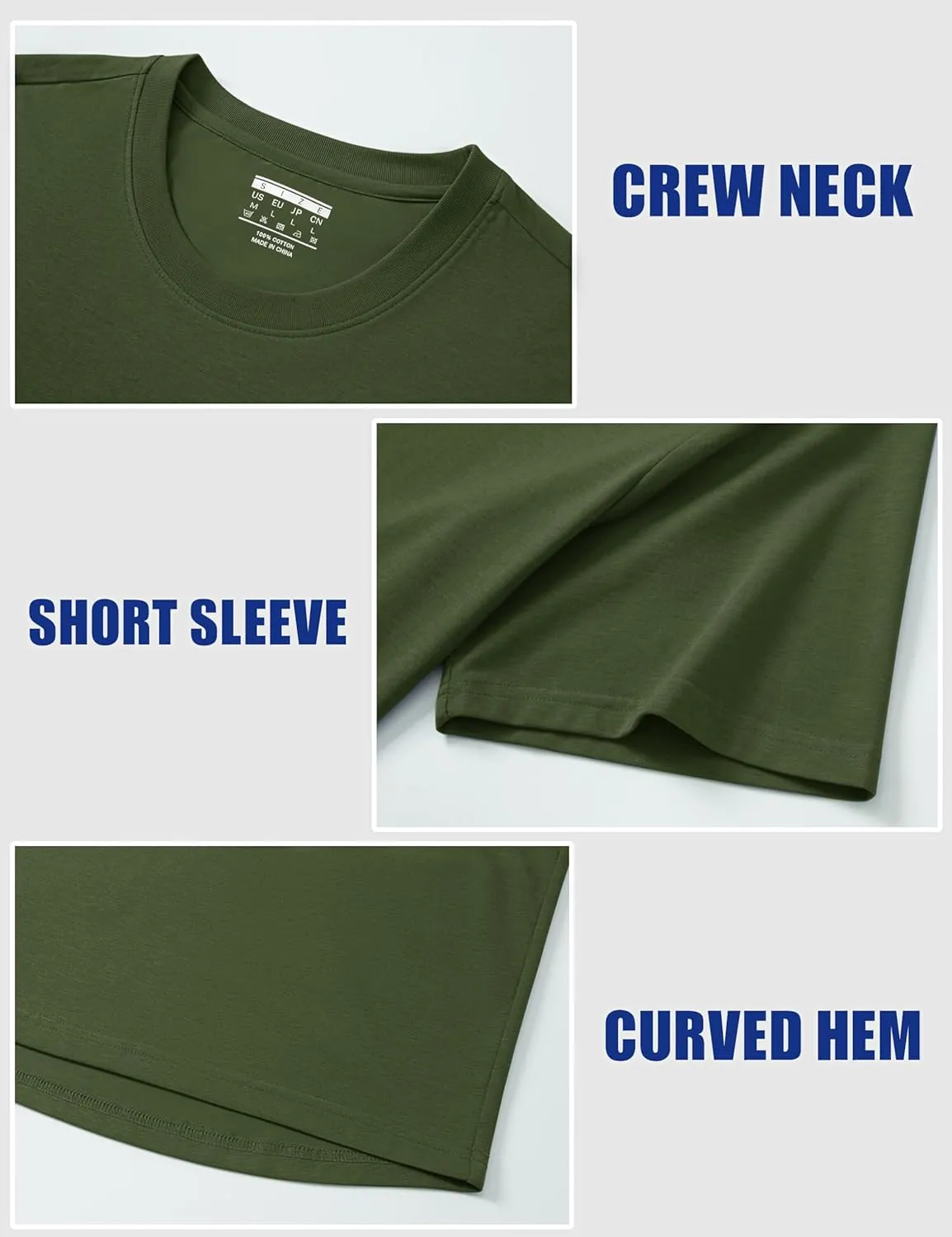 Cotrasen Men's T-Shirt Curve Hem UPF 50  Moisture Wicking Cooling Short Sleeve Casual Slightly Loose Solid Basic Tee Tops
