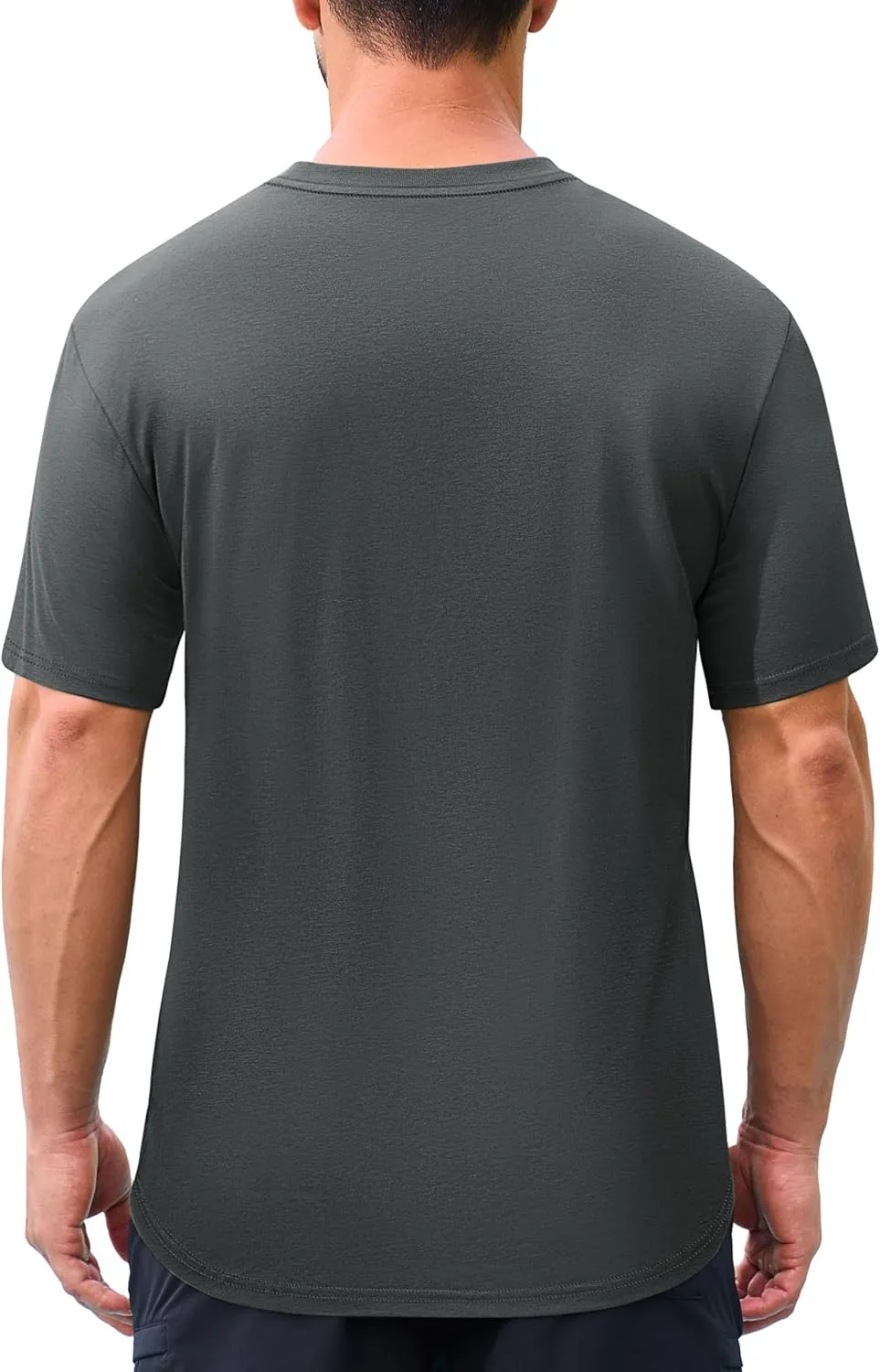 Cotrasen Men's T-Shirt Curve Hem UPF 50  Moisture Wicking Cooling Short Sleeve Casual Slightly Loose Solid Basic Tee Tops