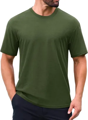 Cotrasen Men's T-Shirt Curve Hem UPF 50  Moisture Wicking Cooling Short Sleeve Casual Slightly Loose Solid Basic Tee Tops