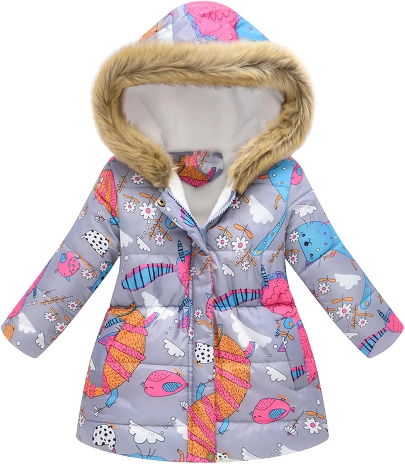 Cute Winter Warm Jacket Toddler Kids Thick Girls Hooded Windproof Outwear Coat Girls Kids Winter Jacket