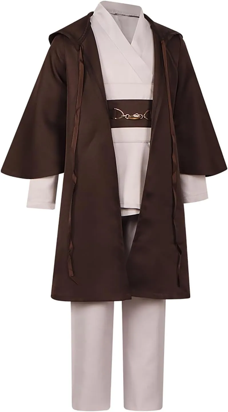 Deluxe Kids Jedi Hooded Robe Anakin Costume Tunic Robe Knight Costume Obi Wan Halloween Outfit Cloak Uniform