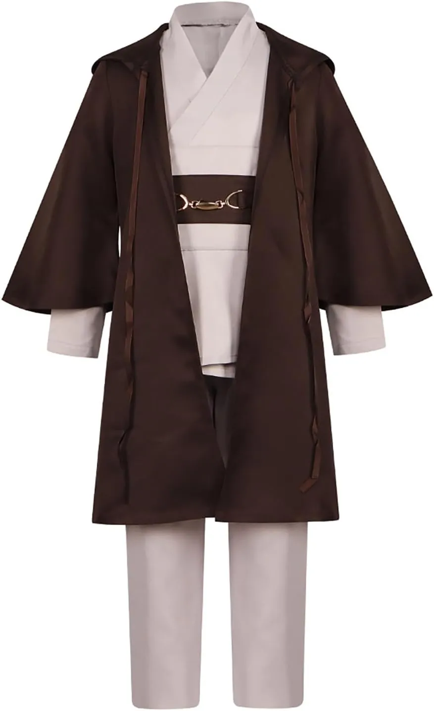 Deluxe Kids Jedi Hooded Robe Anakin Costume Tunic Robe Knight Costume Obi Wan Halloween Outfit Cloak Uniform