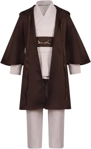 Deluxe Kids Jedi Hooded Robe Anakin Costume Tunic Robe Knight Costume Obi Wan Halloween Outfit Cloak Uniform