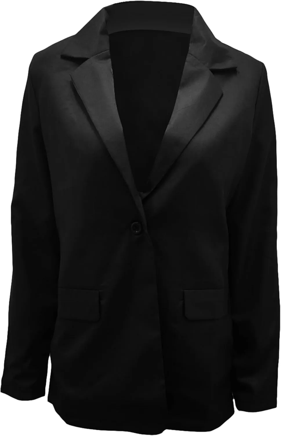 DIACACY Women's Lapel Open Front Work Blazer One Button Long Sleeve Jackets Office Solid Color Cardigan with Pockets