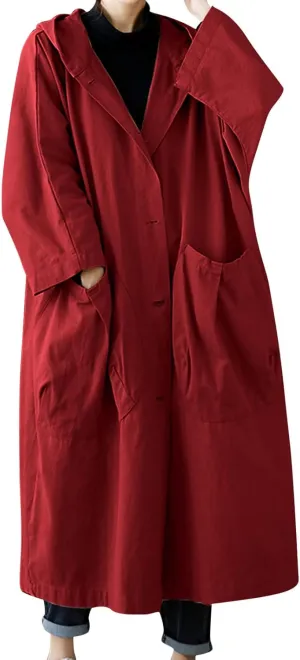 Double-Breasted Hooded Coat Outwear Womens Elegant Windbreaker Wild Winter Women'S Coat Womens Trench Coat 2024
