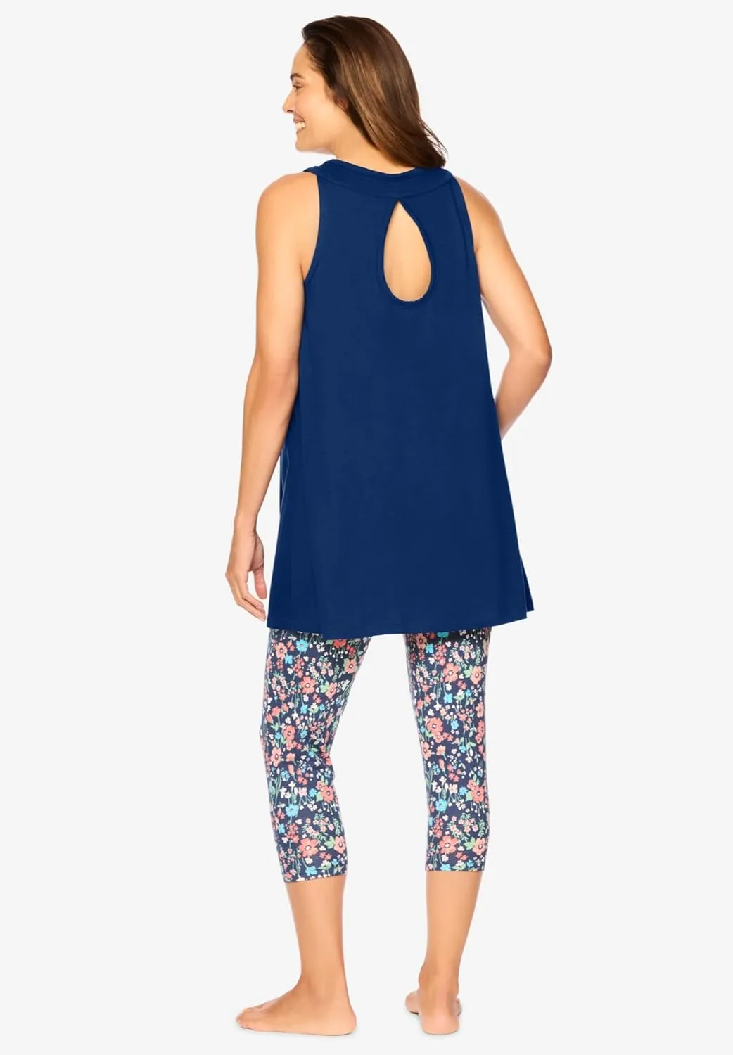 Dreams & Co. Plus Size Scoopneck Tank & Capri Legging PJ Set