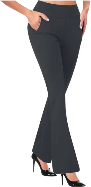 Dressy Pants for Women 2025 Business Casual Work High Waist Stretchy Knit Trousers Daily Pull on Office Slacks Bottom