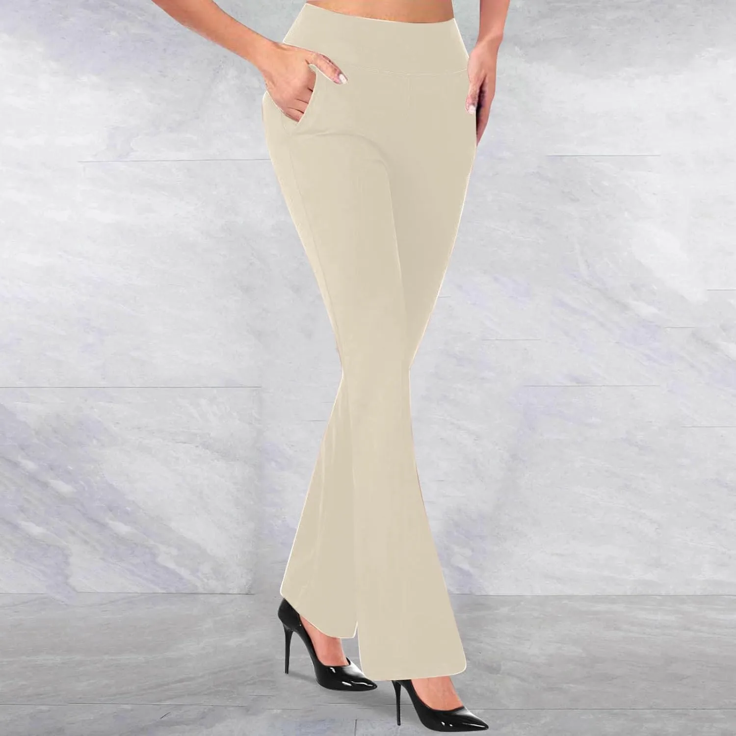 Dressy Pants for Women 2025 Business Casual Work High Waist Stretchy Knit Trousers Daily Pull on Office Slacks Bottom