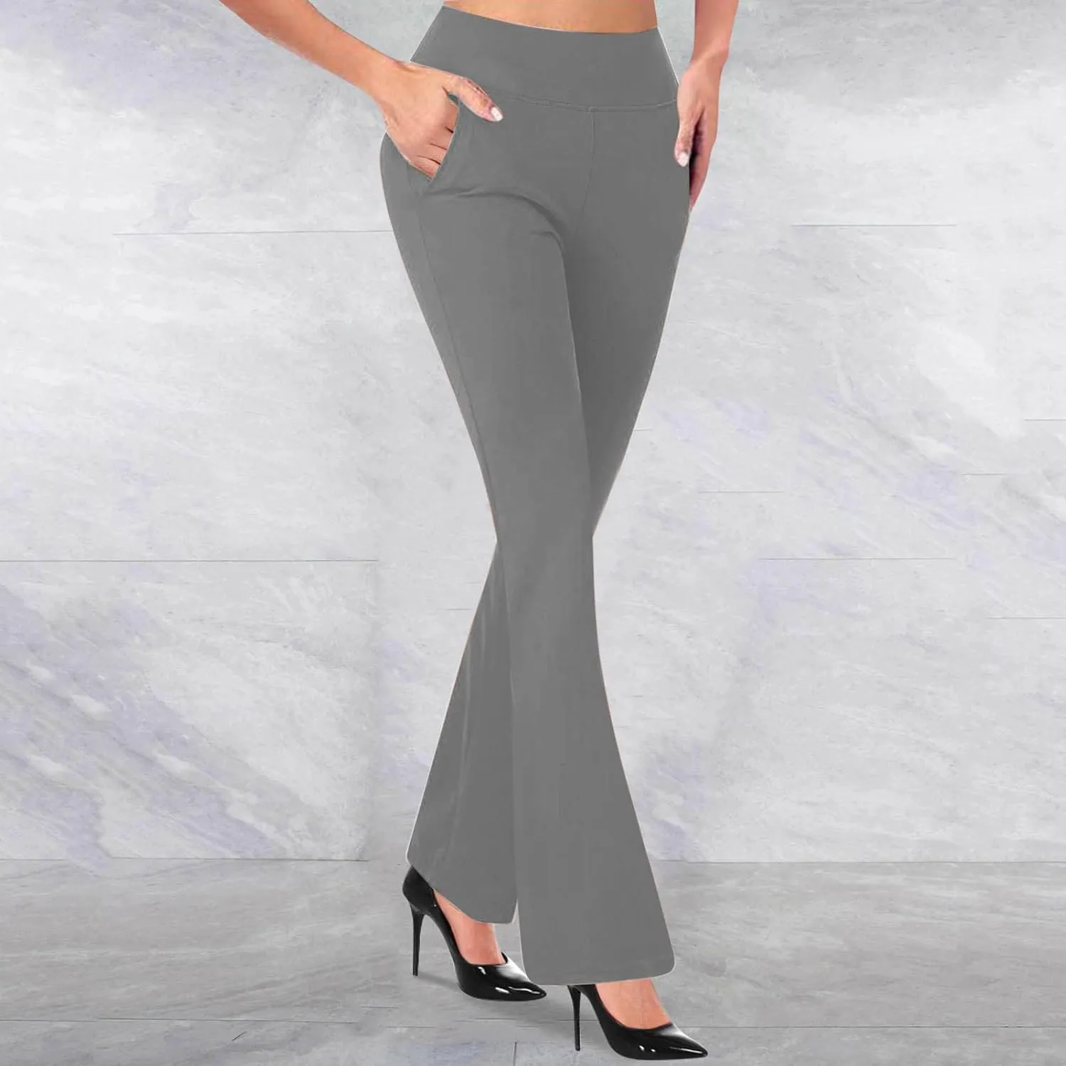 Dressy Pants for Women 2025 Business Casual Work High Waist Stretchy Knit Trousers Daily Pull on Office Slacks Bottom