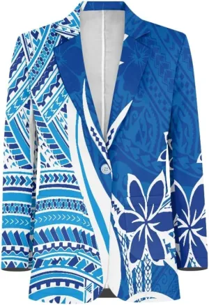 ENLACHIC Men's Casual Blazer Jackets Polynesian Floral Printed Long Sleeve Lapel One Button Business Suit Jacket