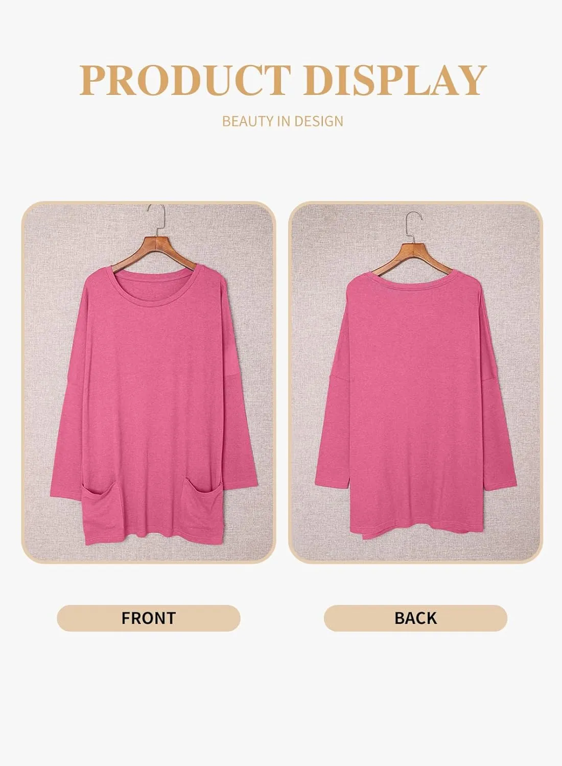 Eytino Womens Plus Size Long Sleeve Tops Crewneck Lightweight Sweatshirt Loose Casual Oversized T Shirts with Pockets(1X-5X)