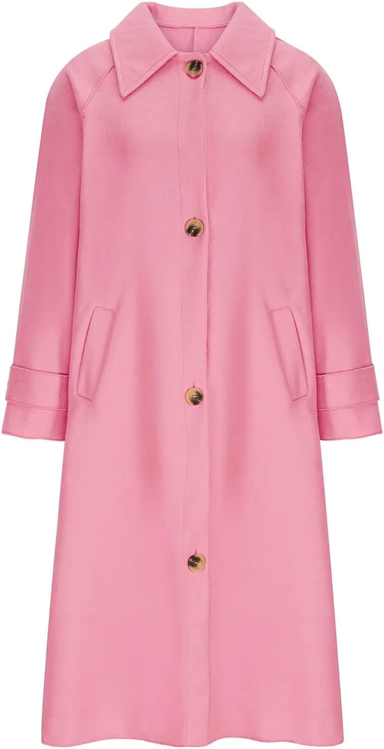 fartey Womens Trench Coat Classic Notch Lapel Winter Wool Coats Open Front Work Business Casual Jackets With Pockets