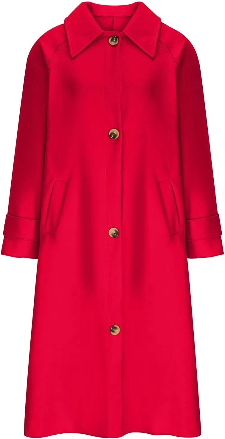 fartey Womens Trench Coat Classic Notch Lapel Winter Wool Coats Open Front Work Business Casual Jackets With Pockets