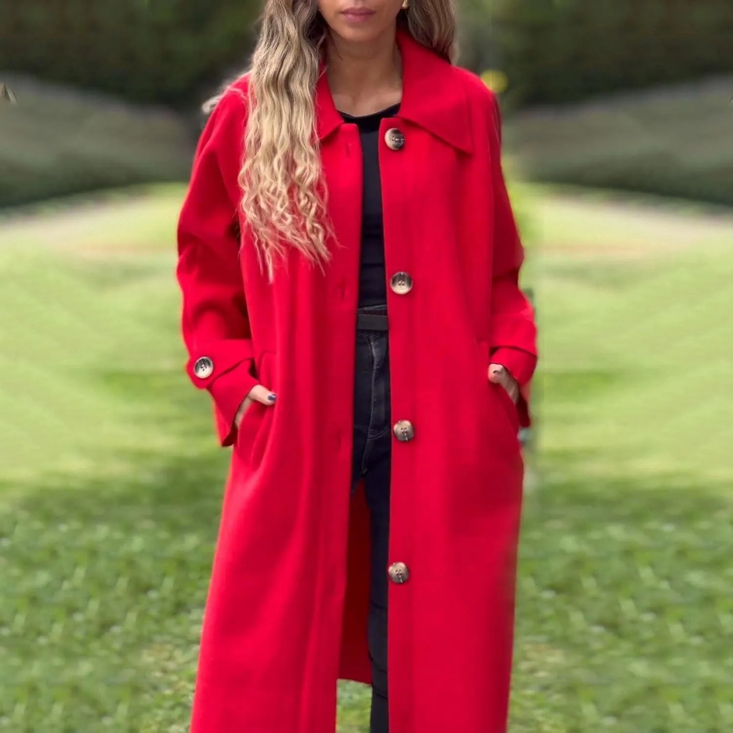 fartey Womens Trench Coat Classic Notch Lapel Winter Wool Coats Open Front Work Business Casual Jackets With Pockets