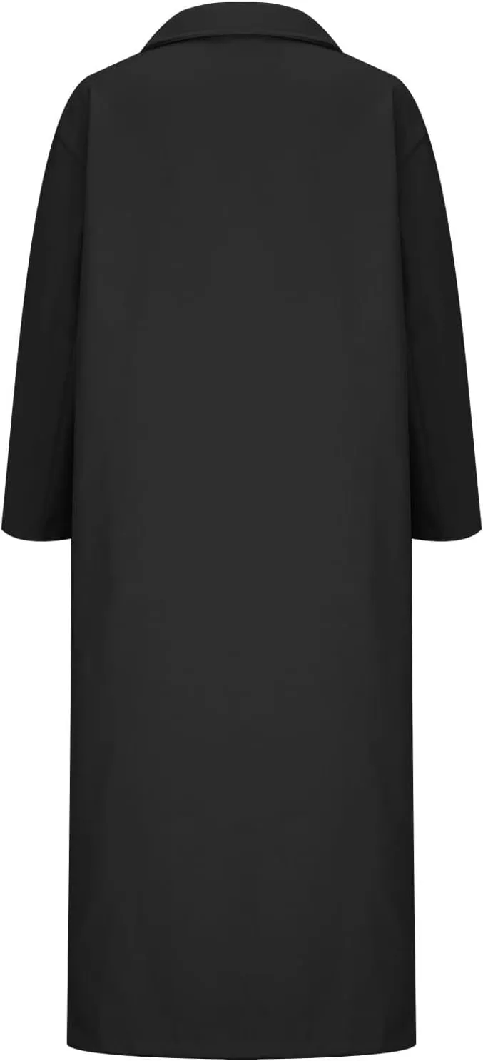 fartey Womens Wool Coats Casual Oversized Long Winter Trench Coats Thicken Warm Notch Lapel Pea Coat Jackets Outwear
