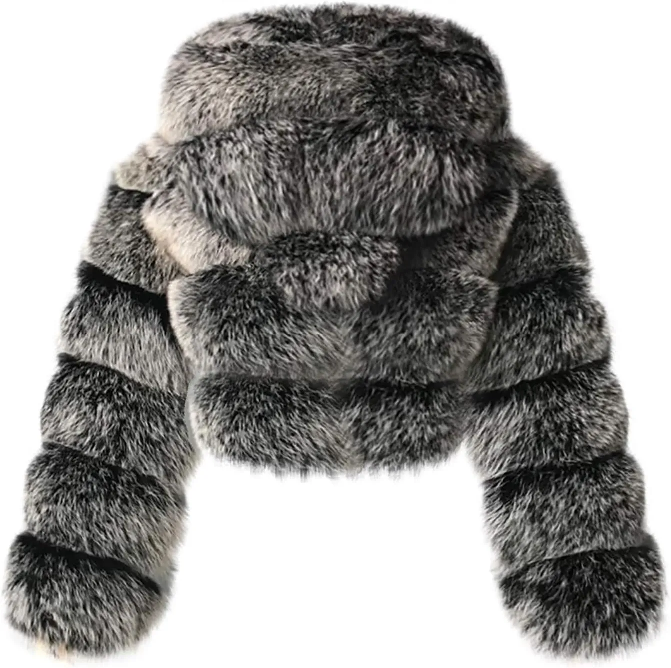 Faux Fur Coat Women with Hood Cropped Bubble Coats Furry Short Warm Jackets Plus Size Winter Coats for Women