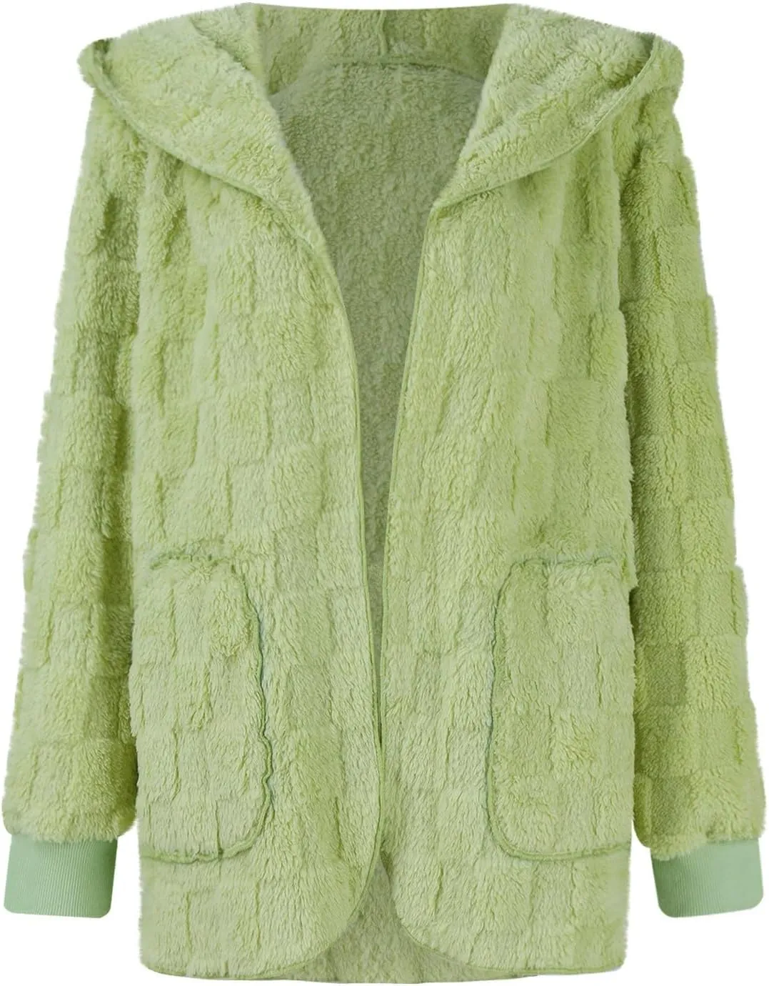 Fleece Jacket Women Loose Casual Solid Color With Pockets Double Sided Velvet Cardigan Long Sleeved Jacket