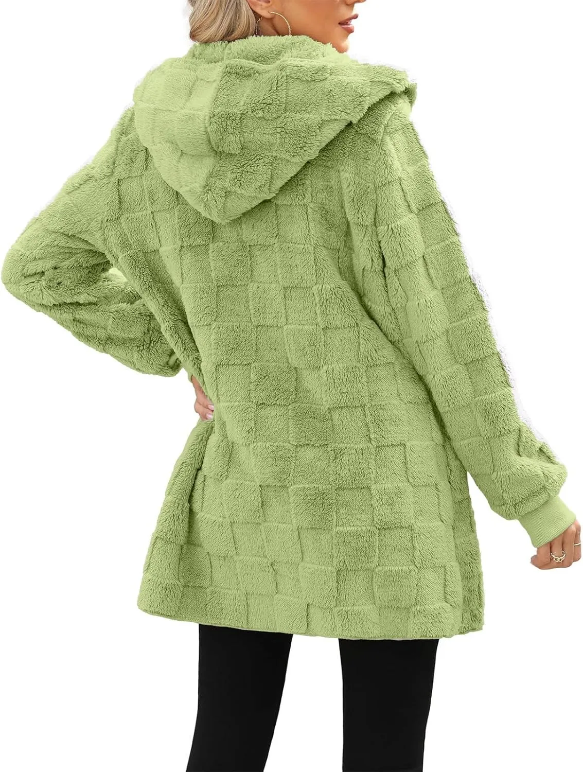 Fleece Jacket Women Loose Casual Solid Color With Pockets Double Sided Velvet Cardigan Long Sleeved Jacket