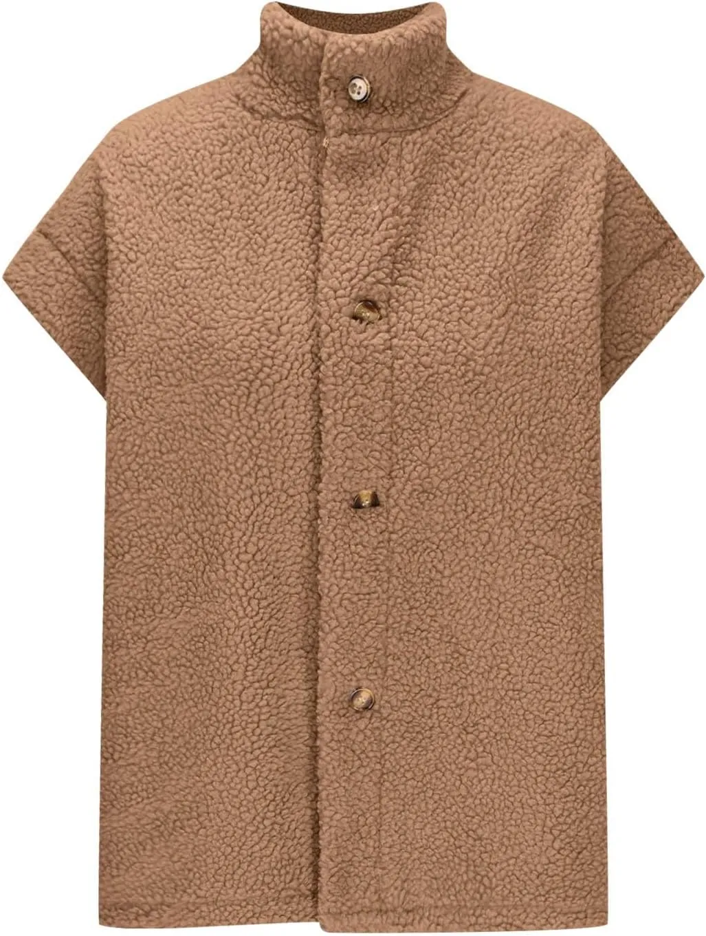 Fuzzy Fleece Vest for Women Casual Plus Size Button Down Sleeveless Jackets Loose Winter Warm Sherpa Vests Coat with Pockets