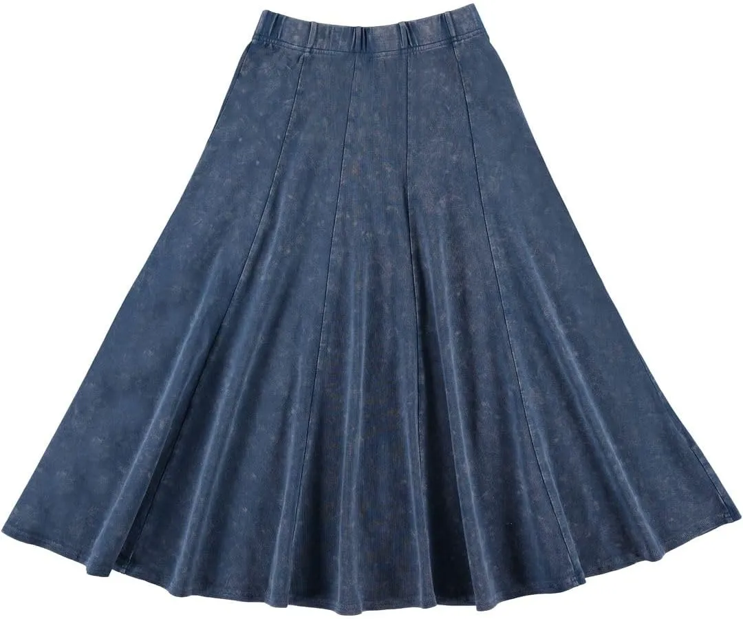 Girls Cotton Stonewash Maxi Panel Skirt