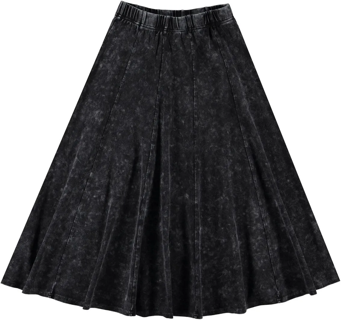 Girls Cotton Stonewash Maxi Panel Skirt