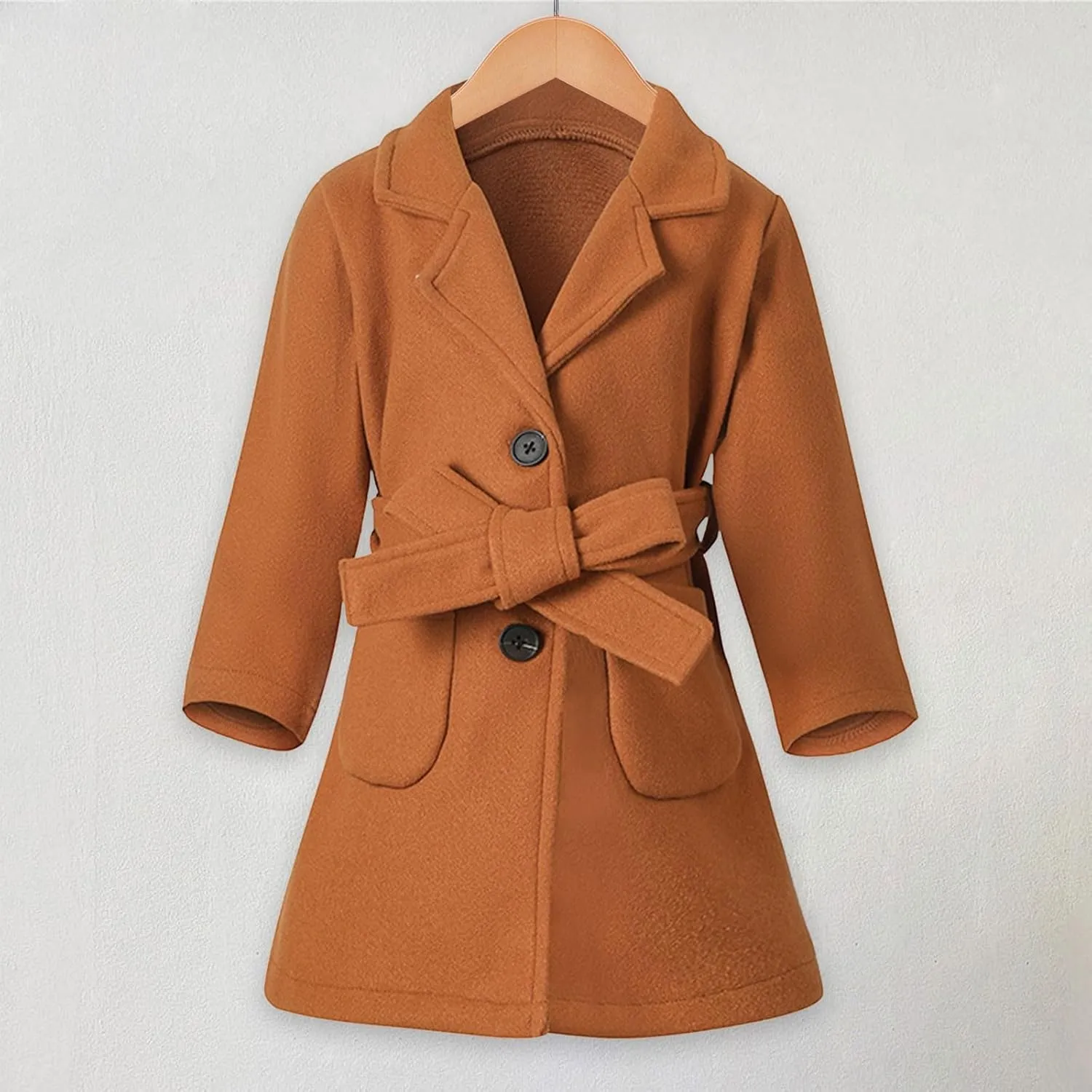 Girls Dress Coat Kids Winter Warm Jacket Long Sleeve Button Trench Coat Long Peacoat Outerwear