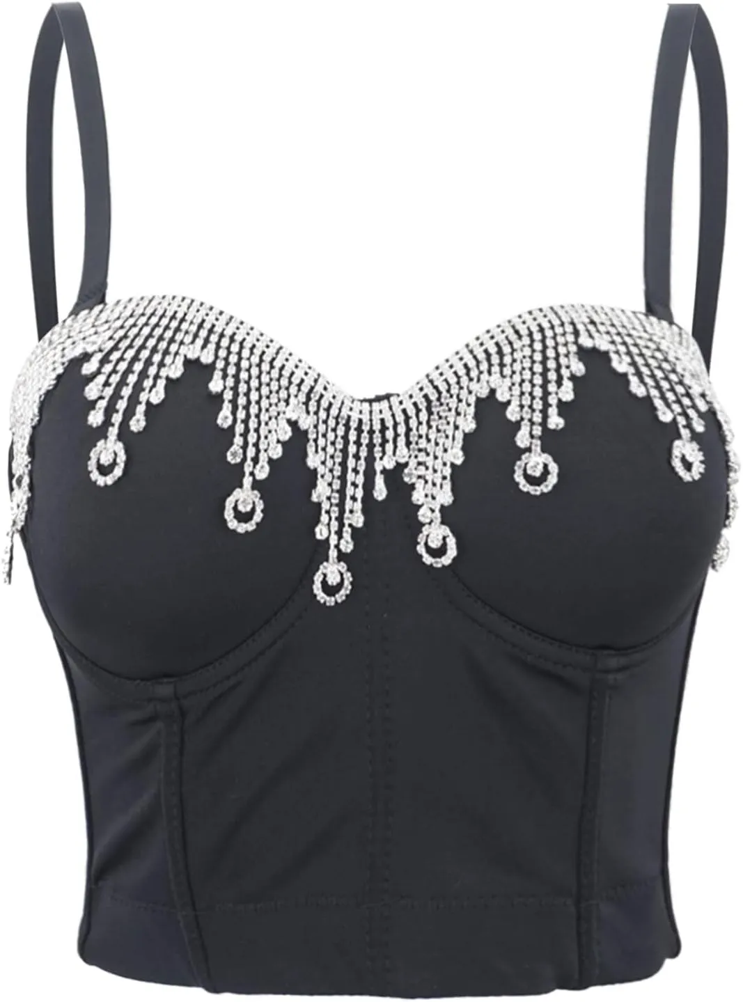Glitter Party Tank Top for Women Trendy Rhinestone Camisole Sleeveless Basic Shirts Shiny Sequin Club Going Out Y2K