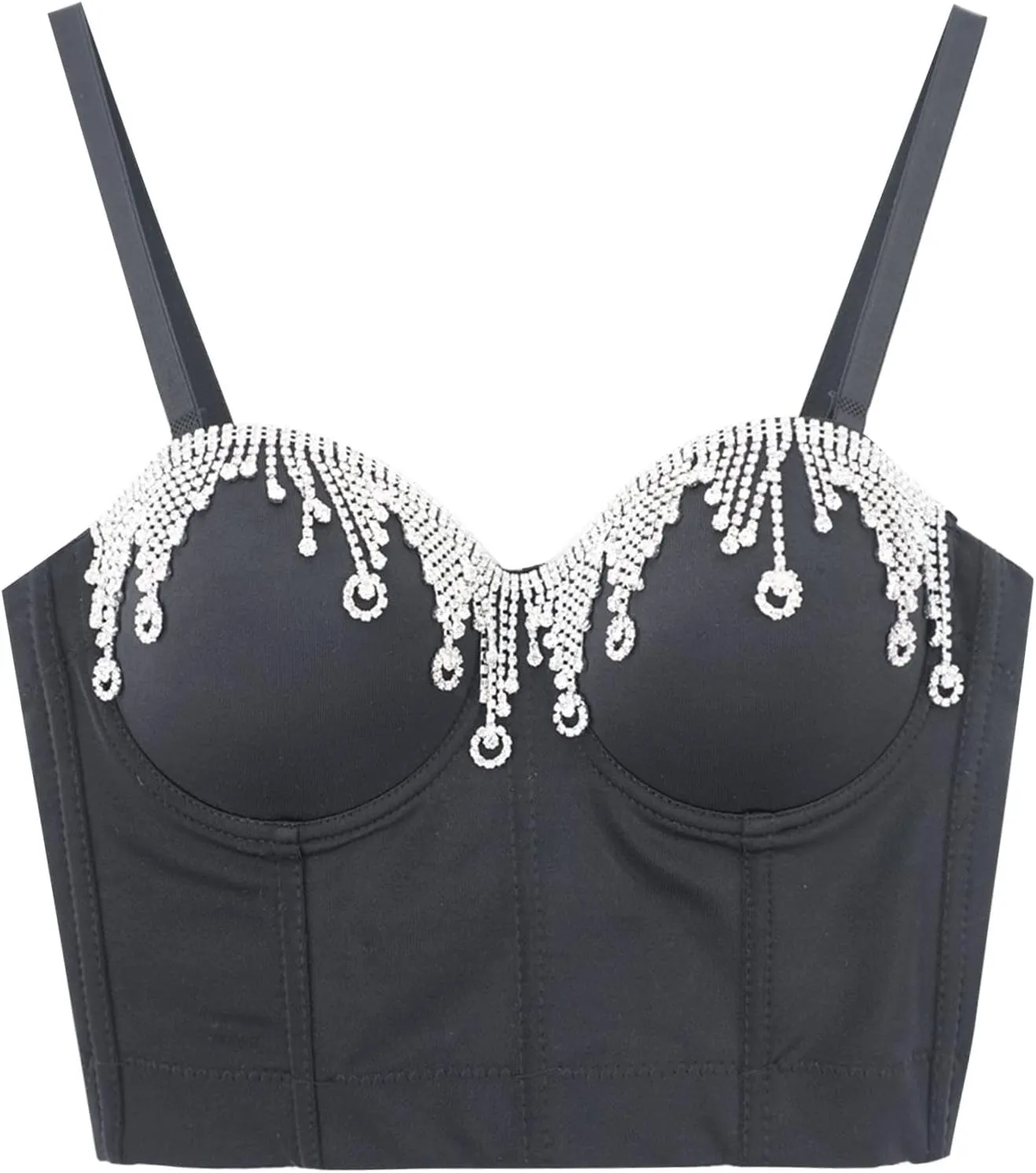 Glitter Party Tank Top for Women Trendy Rhinestone Camisole Sleeveless Basic Shirts Shiny Sequin Club Going Out Y2K