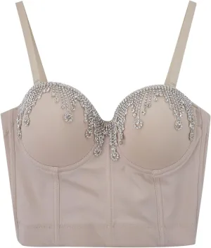 Glitter Party Tank Top for Women Trendy Rhinestone Camisole Sleeveless Basic Shirts Shiny Sequin Club Going Out Y2K