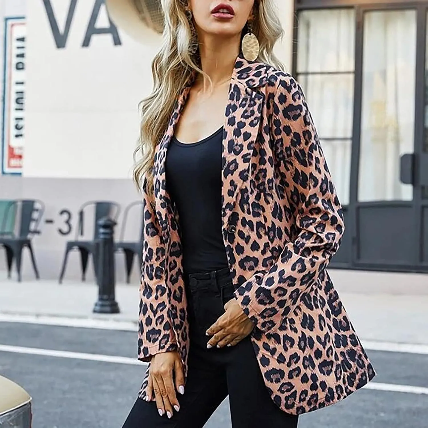 Graphic Blazers for Women Open Front Long Sleeve Cardigans Colorful Newspaper Print Jackets Trendy Casual Coat